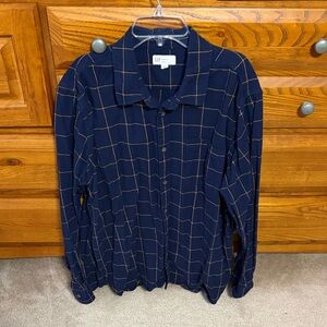 GAP Navy and Yellow Checkered Men's Shirt